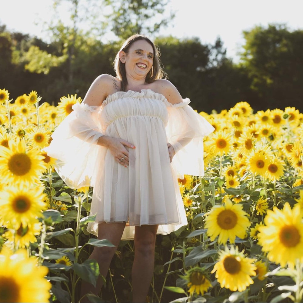 Tan Cream Tulle Mini Dress Maternity Photography Dance